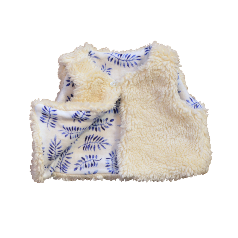 gilet Nuuk réversible molleton coton bio gots safari bleu