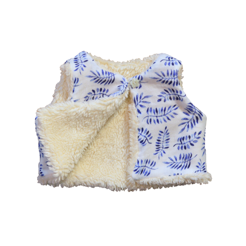 gilet Nuuk réversible coton bio safari bleu molleton
