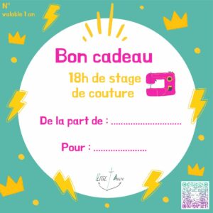 bon cadeau stage 18h de couture enfant