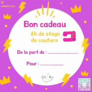 bon cadeau 6h stage couture enfant