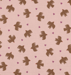 Oiseaux coeurs rose